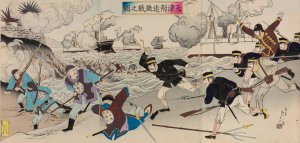 Fierce Battle in the Vicinity of Tianjin by Watanabe Nobukazu Oil Painting