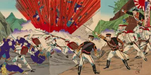 Great Victory of Japan; Defeat of Qing Soldiers at the Battle of Pyeongyang by Watanabe Nobukazu Oil Painting
