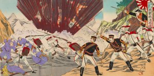 Great Victory of Japan; Destroying Chinese Forces during the Battle of Seonghwan by Watanabe Nobukazu Oil Painting