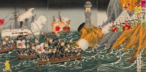 Lighthouse at the Entrance to Port Arthur by Watanabe Nobukazu Oil Painting