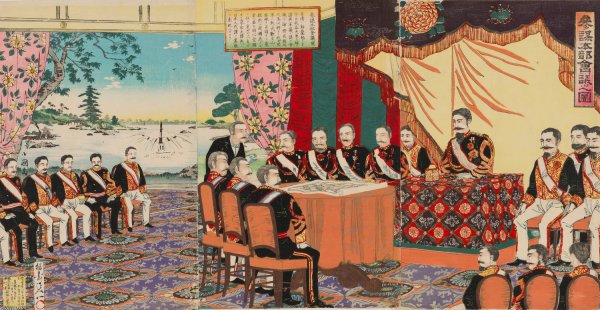 Meeting at the General Staff Headquarters  by Watanabe Nobukazu - Hand-Painted Oil Painting Reproduction