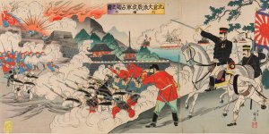 Our Army Occupying Enemy Positions during the Fierce Fighting at Beicang; The Allied Contingent by Watanabe Nobukazu Oil Painting