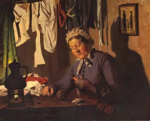 Fra en systue by Wenzel Tornoe Oil Painting