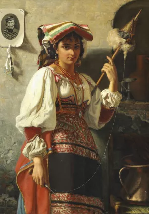 Italienerinde by Wenzel Tornoe Oil Painting