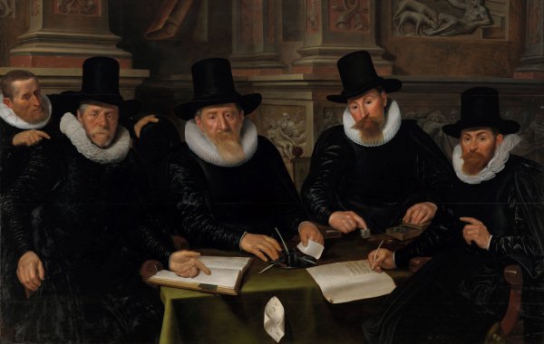 Four Regents and the 'House Father'of the Amsterdam Lepers'Asylum  by Werner Van Den Valckert - Hand-Painted Oil Painting Reproduction