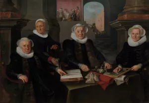 Three Regentesses and the 'House Mother'of the Amsterdam Lepers'Asylum Oil painting by Werner Van Den Valckert