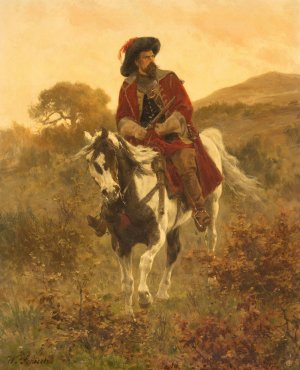 Cavalryman in the Thirty Years War by Werner Wilhelm Gustav Schuch Oil Painting