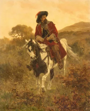 Cavalryman in the Thirty Years War Oil painting by Werner Wilhelm Gustav Schuch
