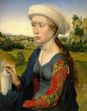 Magdalene Right Wing of the Braque Family Triptych by Weyden Rogier Van Der - Oil Painting Reproduction