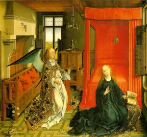 The Annunciation Central Panel of a Triptych by Weyden Rogier Van Der - Oil Painting Reproduction