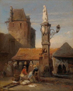 A fish market by Wijnand Nuijen Oil Painting