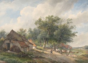 Landschap met boerderijen en vee by Wijnand Nuijen Oil Painting