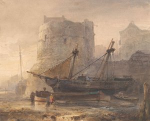 Schepen bij laag water in een Franse haven by Wijnand Nuijen Oil Painting