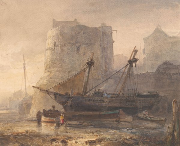 Main Product Photo of Schepen bij laag water in een Franse haven  Painting by Wijnand Nuijen