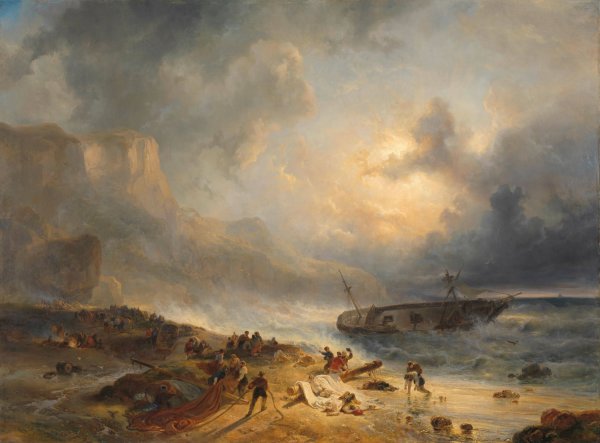 Shipwreck off a Rocky Coast  by Wijnand Nuijen - Hand-Painted Oil Painting Reproduction