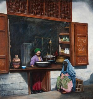 Turkish Milk Shop by Wiktor Chlebowski-Poraj Oil Painting