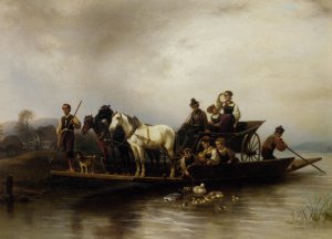 The Ferry Arrives by Wilhelm Alexander Meyerheim Oil Painting