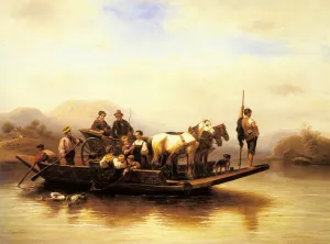 The Ferry Crossing by Wilhelm Alexander Meyerheim - Oil Painting Reproduction