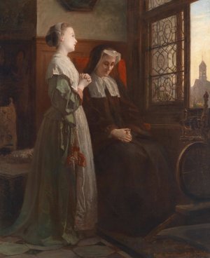 Abendlauten by Wilhelm Amberg Oil Painting