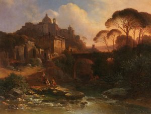 Ariccia by Wilhelm August Schirmer Oil Painting