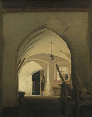A Coach House. Partenkirchen by Wilhelm Bendz Oil Painting