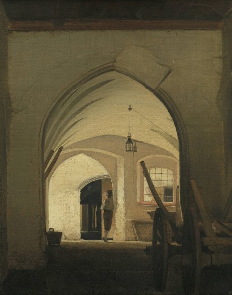 A Coach House. Partenkirchen  by Wilhelm Bendz - Hand-Painted Oil Painting Reproduction