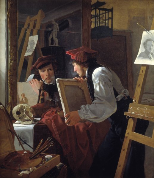 A Young Artist  by Wilhelm Bendz - Hand-Painted Oil Painting Reproduction