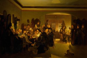 Artists In Finck's Coffee-House In Munich by Wilhelm Bendz Oil Painting