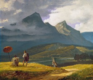 Mountain Landscape by Wilhelm Bendz Oil Painting