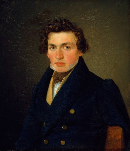 Portrait of a young man by Wilhelm Bendz - Hand-Painted Oil Painting Reproduction