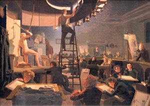 The Life Class at the Royal Academy of Fine Arts by Wilhelm Bendz Oil Painting