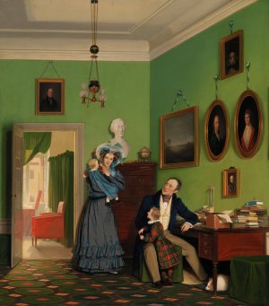 The Waagepetersen Family by Wilhelm Bendz Oil Painting