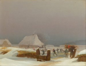 Winter lanscape from Funen by Wilhelm Bendz Oil Painting