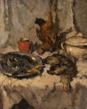 Kitchen still life with poultry by Wilhelm Blanke Oil Painting