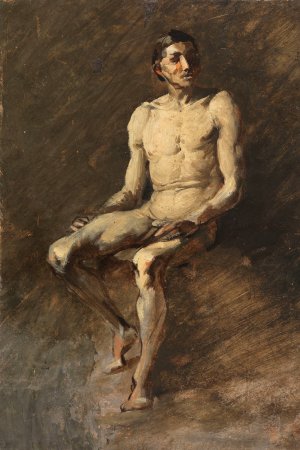 Sitzender mannlicher Akt by Wilhelm Busch Oil Painting