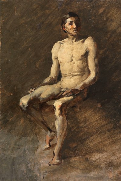 Sitzender mannlicher Akt  by Wilhelm Busch - Hand-Painted Oil Painting Reproduction