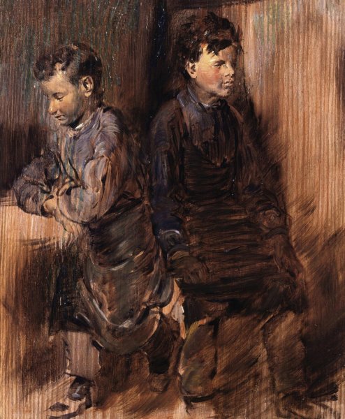 Two young shoemaker  by Wilhelm Busch - Hand-Painted Oil Painting Reproduction
