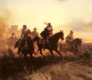 The Cavalry Retreat painting by Wilhelm Camphausen