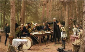 The Orchestra, Biergarten by Wilhelm Carl August Zimmer - Oil Painting Reproduction