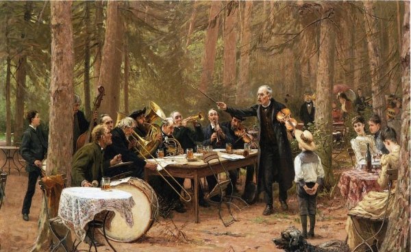 Main Product Photo of The Orchestra, Biergarten Painting by Wilhelm Carl August Zimmer