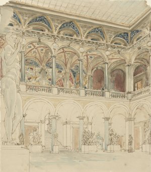 Binnenplaats van de Ecole des Beaux-Arts te Parijs by Wilhelm Cornelis Bauer Oil Painting