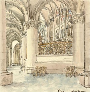 Interieur van de Notre-Dame te Parijs Oil painting by Wilhelm Cornelis Bauer