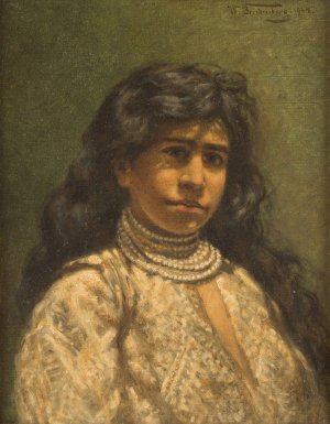 Portrait of a young girl by Wilhelm Friedenberg Oil Painting
