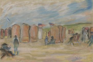 Beach chairs by Wilhelm Gutmann Oil Painting