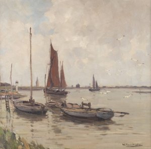 By the Yser by Wilhelm Hambuchen Oil Painting