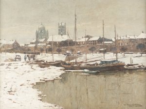Neuss in snow by Wilhelm Hambuchen Oil Painting