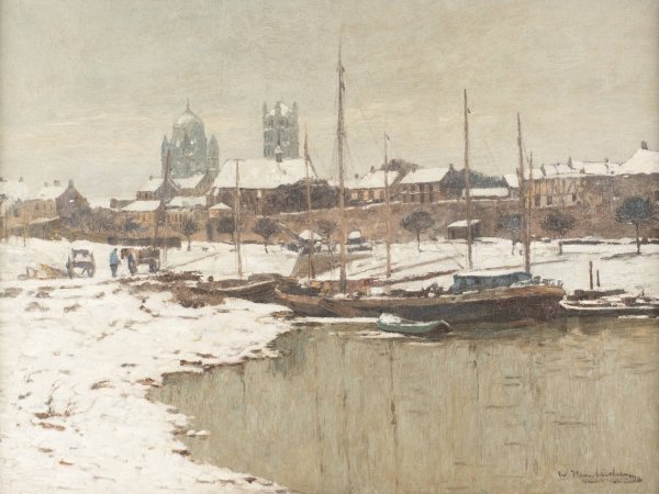 Main Product Photo of Neuss in snow Painting by Wilhelm Hambuchen