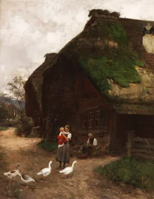 In der Dorfgasse by Wilhelm Hasemann Oil Painting