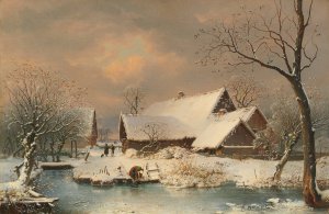 Verschneite Winterlandschaft by Wilhelm Heinrich Schneider Oil Painting