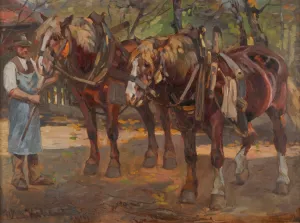 Pferdegespann by Wilhelm Hohnel Oil Painting